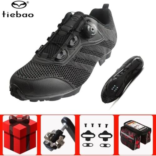 TIEBAO Cycling Shoes Sapatilha Ciclismo Mtb Sports Breathable Non-Slip Professional Mountain Bike Bicycle Self-Locking Shoes