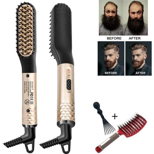Hair Straighteners Brush Mens Beard Hair Styler Curling Iron Electric Comb Straightener Fast Heating Curler Hair Caring Tools