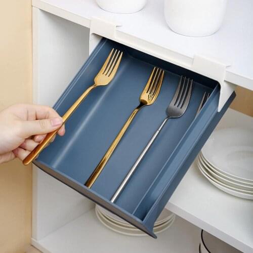 Under the desk drawer viscose storage box hidden pencil box drawer organizer knife and fork storage tray storage box