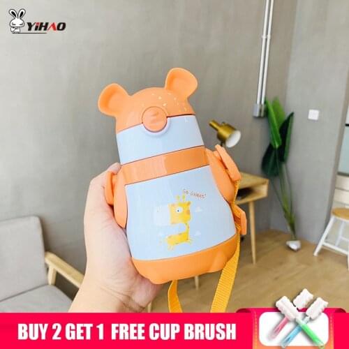 YIHAO 300ml Baby Animal Feeding Cup Stainless Steel Milk Thermos for Children Insulated hot water Bottle leak-poof thermal Cup