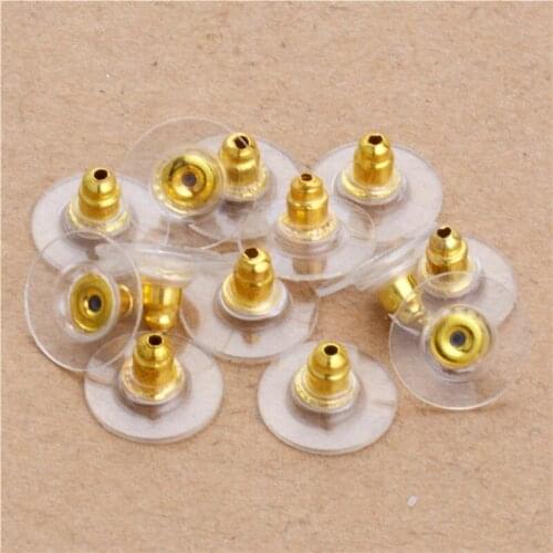 100 pcs/lot Silicon Gold Color Stud Earring Back Stoppers Ear Post Nuts Jewelry Findings And Components Findings Brincos