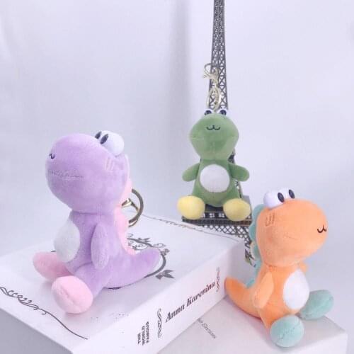 12CM 3Colors Creative Cute Plush Dinosaur Shape Stuffed Doll Animals Pendant Keychain Key Holder Ring Decoration