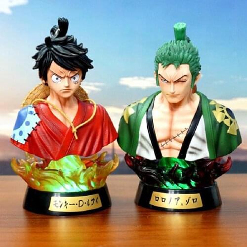 16cm Anime Roronoa Zoro Monkey D. Luffy Bust PVC Luminous Model Pvc Action Figure Toys for Children Collectible Gift
