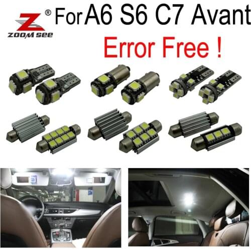17pc x Error Free Interior Dome + Vanity mirror + Trunk + Door + Glove LED light Kit for Audi A6 S6 RS6 C7 Avant Wagon (2012+)