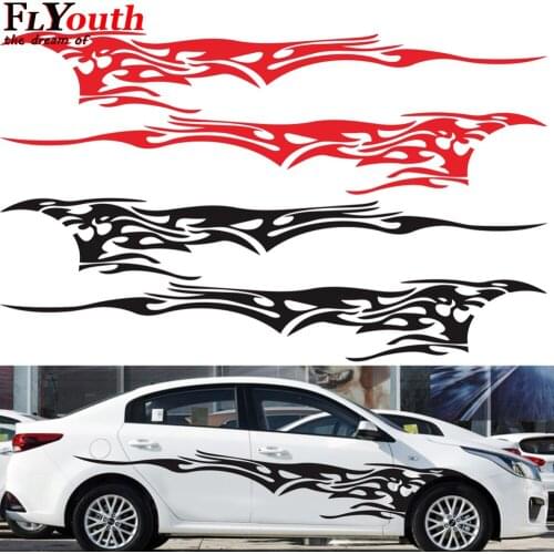 2PCS Car Body Sticker Vinyl Decal Graphics Side Flame Element Stickers Body Generic Decal Sticker Accessories