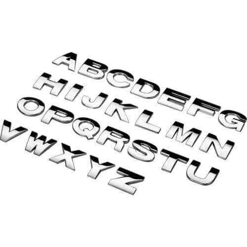 25MM Car Stickers 3D DIY Metallic Alphabet Sticker Emblem Letter Silver Badge Decoration For Cars Accesorios Auto Logo Styling