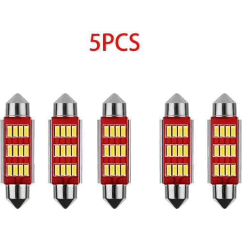 5pcs Festoon LED Bulb 31MM 36MM 39MM 41MM 12V White Bulb NO Error Auto Light 12SMD 4014 LED Car Interior Dome Reading Lamp