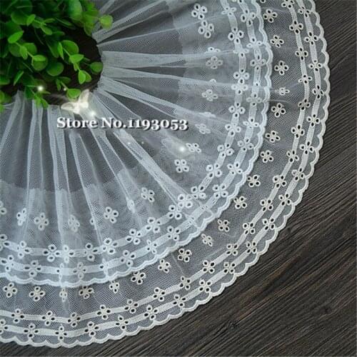 5Yard/lot New handmade DIY lace fabric clothing dress sewing accessories cotton gauze embroidery lace trim width 14cm