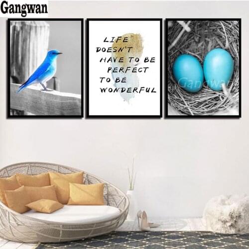 Blue Bird And Eggs DIY diamond embroidery full diamond painting cross stitch kit 5D mosaic stickers 3 pcs new Easter decoration
