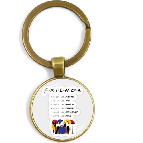 America TV Friends Show Keychain For Men Glass Cabochon Pendant Keyrings Keyholder Jewelry Christmas Gifts For Best Friends