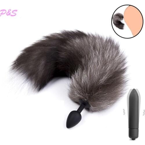 Fox Tail Anal Plug Silicone Vibrator Prostate Massager Anal Plug Insert Stopper BDSM Homosexual Animal Tail For Women Man