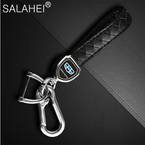 Car Fashion 1X Leather Metal Keychain Pendant Trinket For Geely Atlas Coolray Mk Cross Boyue NL3 X6 EX7 Emgrand X7 SUV GS GT GC9