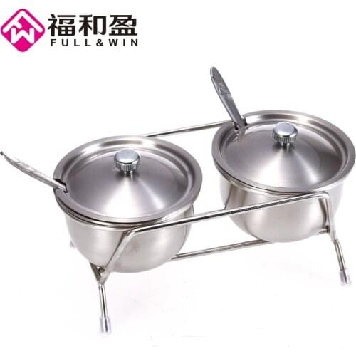 Spice Jar Multipurpse Stainless Steel Spice Storage Rack Cruet Salt Pepper Shakers Condiment Sugar Bowl Canister Seasoning Tools