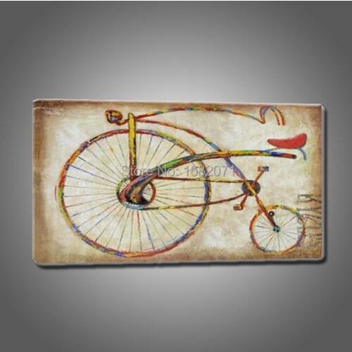 Free Shipping Modern Designed Bike Oil Painting For Wall Decoration Abstract Modern Bicycle Decorative Painting For Living Room