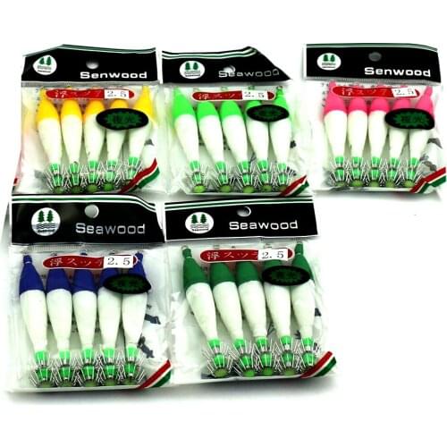 Big Sale 5pcs New Squid Jigs Fishing Lures Artificial Noctilucent Squid Lures Wooden Shrimp Baits 8.5cm 4.8g