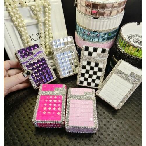 PITILLERA Cigarette Case Smoke Tool Diamond Automatic Cigarette Case,20 Ordinary Diamond Packs Cute Cigarette Case Aluminium Box
