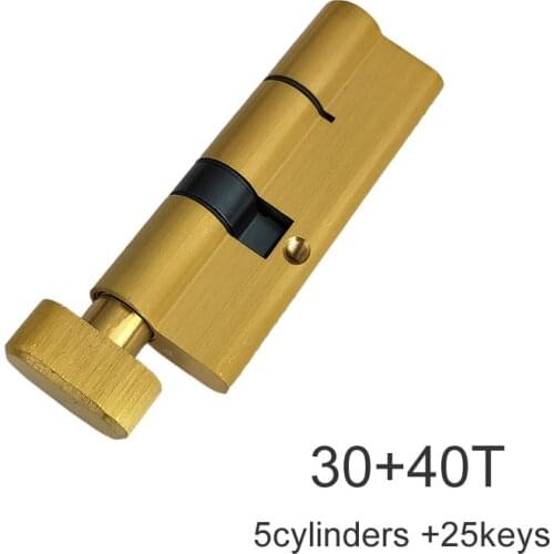 Customized Link,height 32mm,length 30mm+40mmT, 5cylinders with 25 same keys,Door lock cylinder core,Interior door lock cylinder