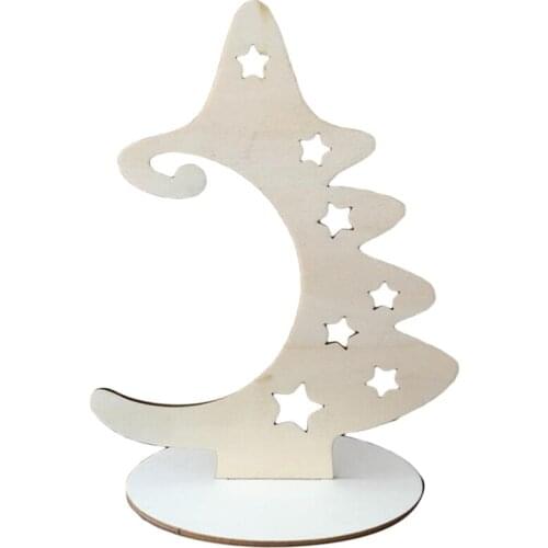 Wood Slices with Stand Natural Unfinished Christmas Wooden Tree Star Crafts Solid Color Small Fresh Christmas Ornament