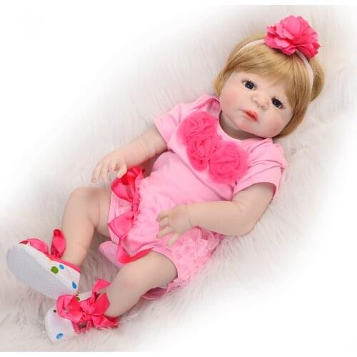 Reborn baby dolls 23"57cm full silicone reborn baby girl doll toys gift bebe boneca reborn corpo de silicone inteiro