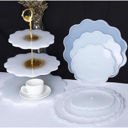 DIY 3 Layer Silicone Flower Wave Fruit Tea Tray Holder Ornament Craft Decor Mold Tray Silicone Mold Craft Tool Decoration Mold