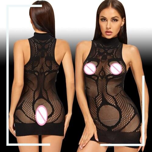 Women Tank Dress Vestido Lingerie lenceria Baby Doll Choker Neck Femme Sexy Exotic Anime Cosplay Mandalorian Porno Plus Size