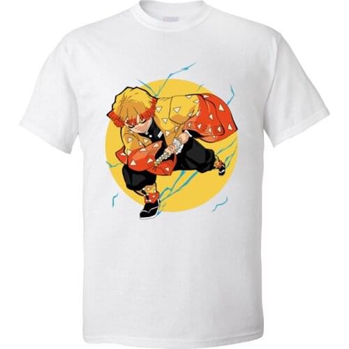 Zenitsu Youth New Design Anime Men T Shirts Round Collar Summer Fall Pure Cotton T-Shirt Casual Short Sleeve Tops Shirt