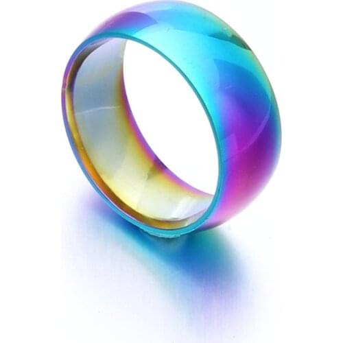MOREDEAR 8mm Rainbow Colorful Titanium Steel Ring for Men and Women