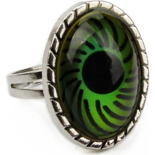 Color changing Oval Big eye stone mood Ring temperature Emotion rings adjustable opening rings for women