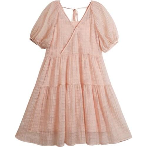New Maternity clothes Pregnancy Summer Wear Sweet V-neck Puff Sleeve Dress Pregnant Princess Dress Send Vest