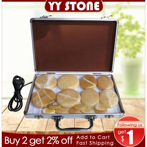 Tontin yellow Jade 16pcs/set Hot stone body massager Salon SPA with heater box Stone Massage Rocks stone massager healthcare