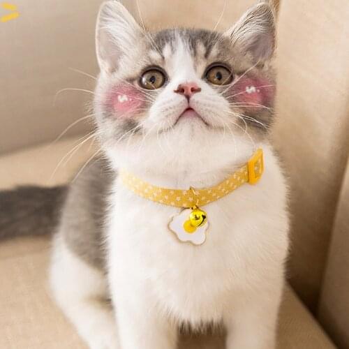 Cute Cat Collars with Moon Pendant Adjustable Safety Kitten Collar Puppy Chihuahua Raabit Necklace With Bells Pets Accessories