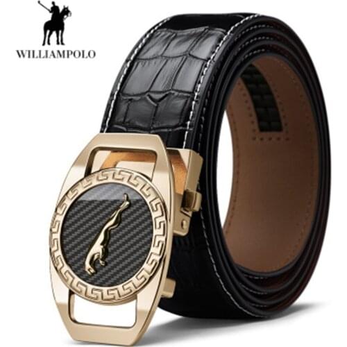 Williampolo men belt luxury brand Mens genuine leather automatic buckle belt personality trend wild casual Korean belt ceinture