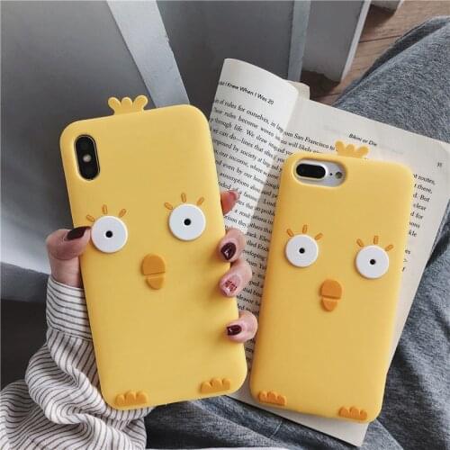 Cute Chick Soft Phone Case For iPhone 8 7 6 6s Plus SE 2020 X XR XS 11 12 Mini Pro Max Silicone TPU Rubber Cover Case Protection