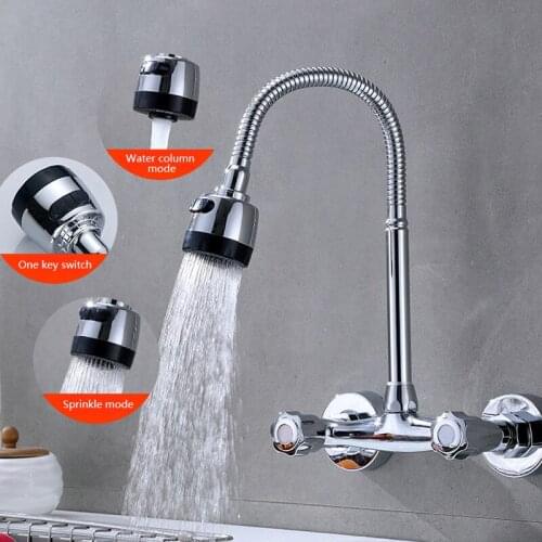 Wall Mounted Kitchen Faucet Double Handle Basin Faucet Hot Cold Water Mixer Mop Pool Tap Sink Faucet Torneira Double Holes