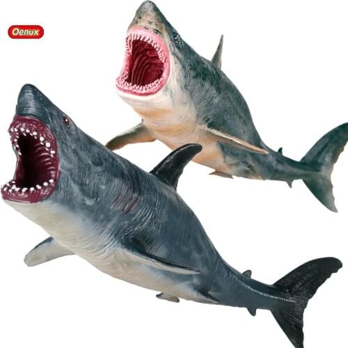 Oenux New Savage Marine Megalodon Action Figure Sea Life Ocean Animals Big Shark Fish Model PVC Baby Shower Toy For Kids Gift