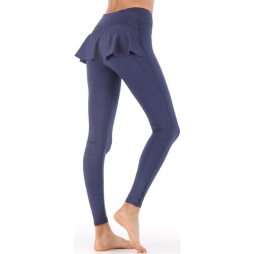 Sport Women Fitness Running Yoga Pants Womens Fake Two-piece Skirt Womens Sweat Leggings