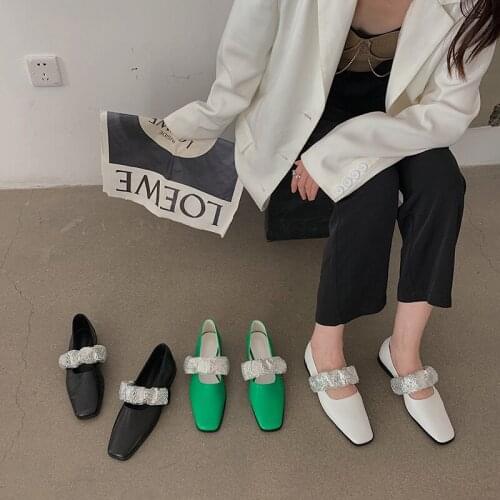Round Toe Women Flats Slip On Loafers Dance Shoes Black Green White Spring/Autumn Fashion Flats Shallow Slip On Mules Loafers