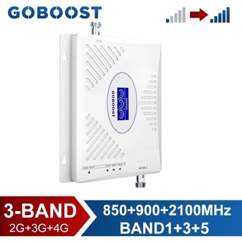 GOBOOST GSM 2g 3g 4g Cellular Amplifier 850 900 2100 MHz Tri Band Signal Bosoter Band 5 Band 2 gsm Repeater