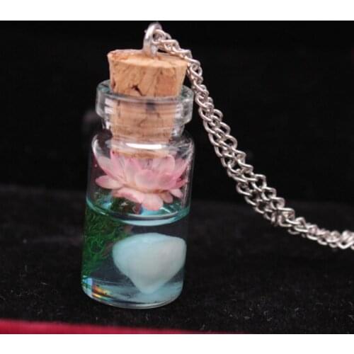Hot Sale Vintage Luminous Glow Dark Flower Pendant Fluorescent Glass Drift Bottle Necklace Gift Jewelry