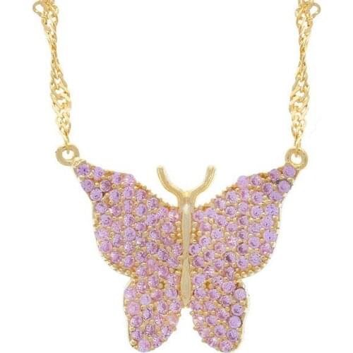 Women Hip Hop Gold Butterfly Necklace Statement Punk Rhinestone Cuban Chain Cute Choker Pendant Fashion Aesthetic Jewelry