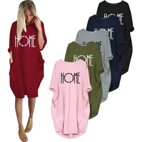 Size S-5Xl Plus Size WomenS Dress Womens Jumper Ladies Oversized Baggy Long Sleeve Pocket Pullover Mini Dress Elegant Z0119