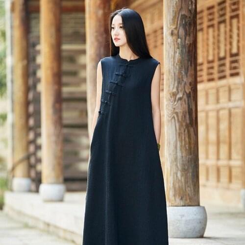 Ladies sleeve dress vestito donna dresses ankle tank summer robe longue femme ete tunique femme linen dress