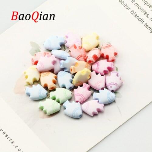 100pcs 12x9mm Color Fish Shape Childrens Toy Loose Beads Diy Jewelry Making Fashion Necklace Bracelet Spacing Beads