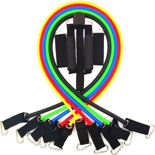 11-piece set of drawstring exercise bands resistance bands tension bands strong rope strength training latex tube fitness fitnes