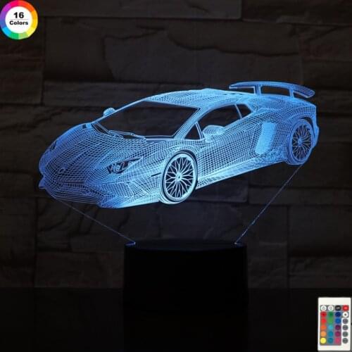 Nigndn 3d Lamp Boys Birthday Gift Sports Car Colorful 3d Night Light Atmosphere Bedroom Decoration Night Table Lamp