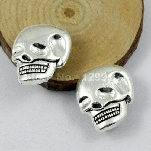 50pcs/lot Silver Tone Slider Skeletonl for Bracelet Necklace Cord Beads watch Chain Beads DIY Accessory 18x15mm fit:10x3mmK01227