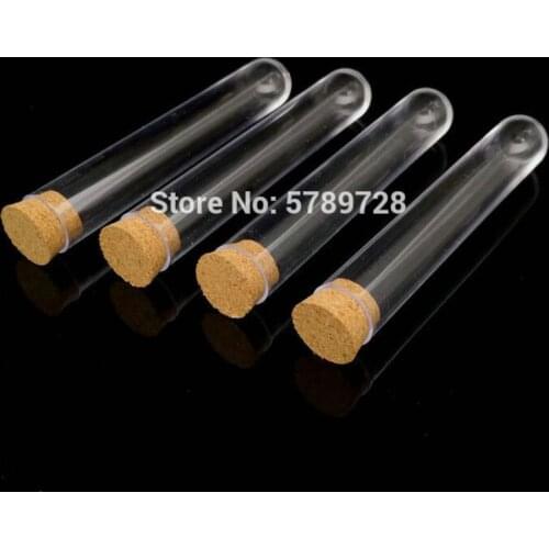 50pcs 18x105mm Lab Clear Plastic Test Tubes With Corks Stoppers Caps Wedding Favor Gift Tube Laboratory School