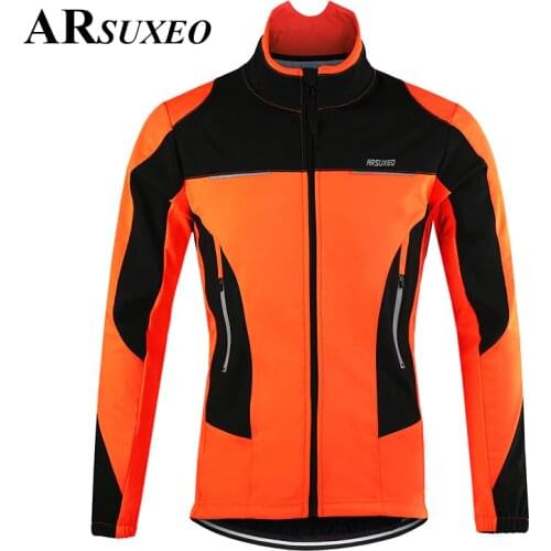 ARSUXEO Mens Thermal Cycling Jacket Winter Warm Up Bicycle Clothing Windbreaker Waterproof Sports Coat MTB Bike Road Jersey