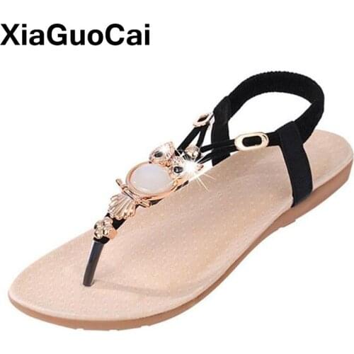 Bohemia Vintage Women Sandals Summer Female Flip Flops Big Size Casual Flats Beaded Women Beach Shoes Thongs Ladies Slipper New