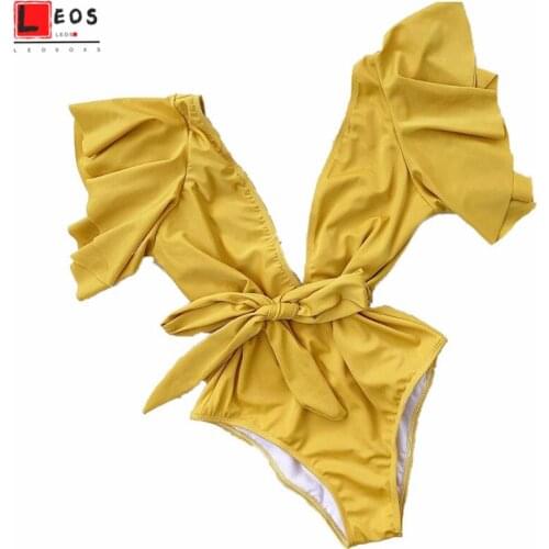 One Piece Female Swimsuit Sexy Deep V Siamese Swimwear Backless Bodysuit Bathing Suit Floral Print High Waist Beach Wear